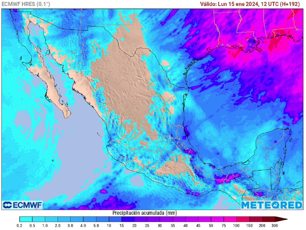 Lluvia acumulada en los próximos 7 días