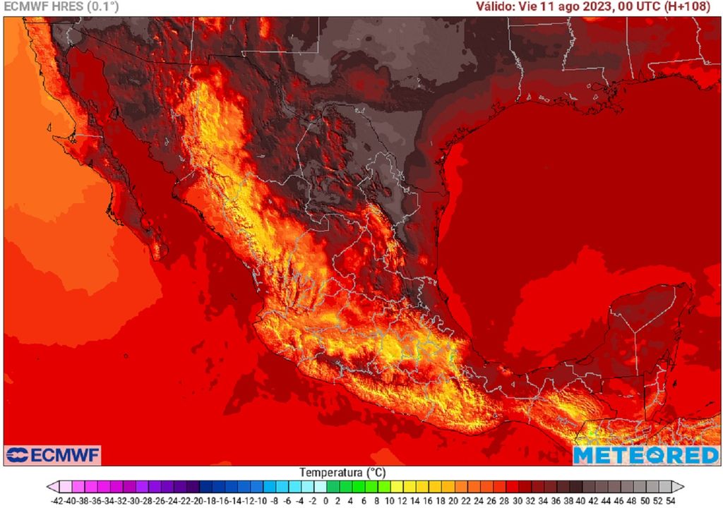 Modelo ECMWF - Temperaturas ambiente en grados Celsius