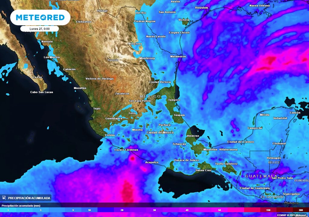Acumulado de lluvias este fin de semana