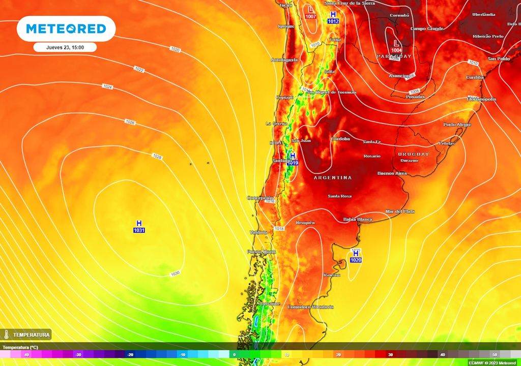 mapa de temperaturas previstas por el modelo del ECMWF mapa de temperaturas previstas por el modelo del ECMWF