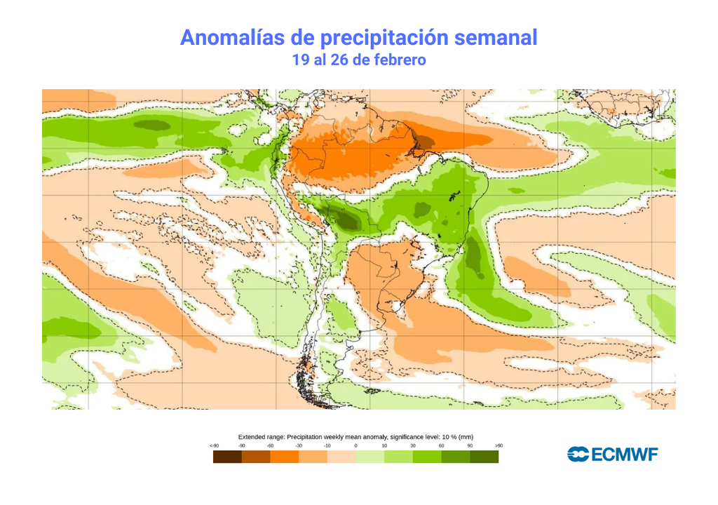 Mapa de anomalías de precipitación