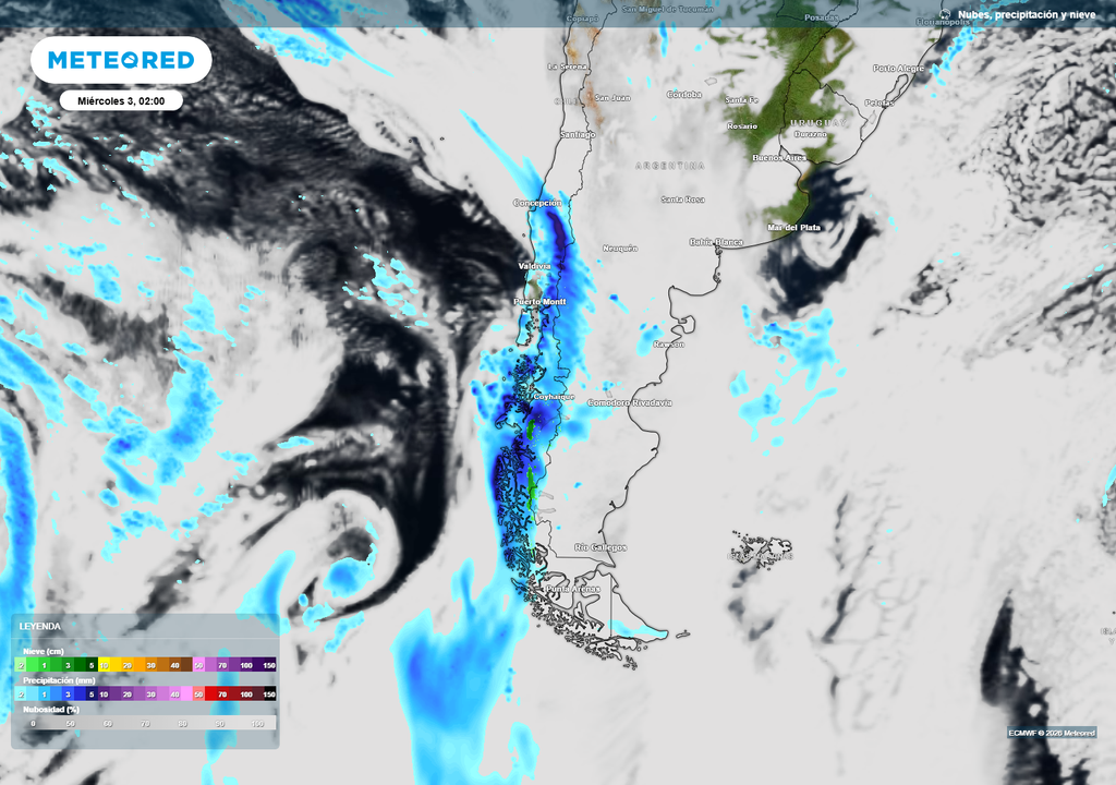 lluvias previstas Se esperan lluvias intensas en la madrugada de este miércoles en varias regiones del sur de Chile.