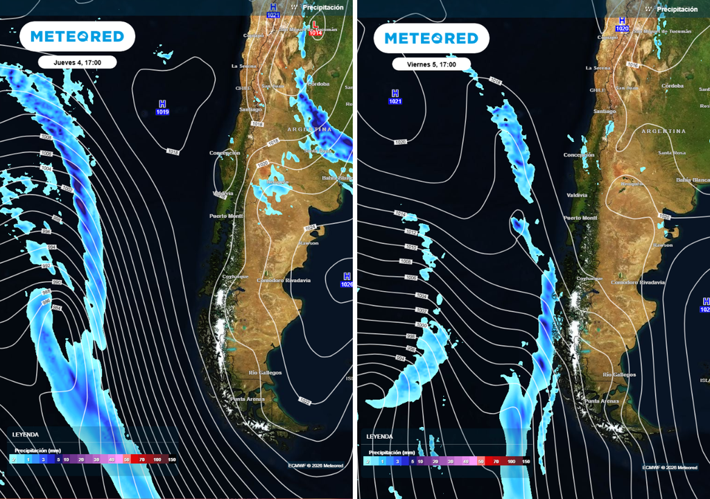 sistema frontal previsto El próximos sistema frontal que se moverá hacia Chile perderá su fuerza y de disolverá antes de dejar lluvias sobre el continente.