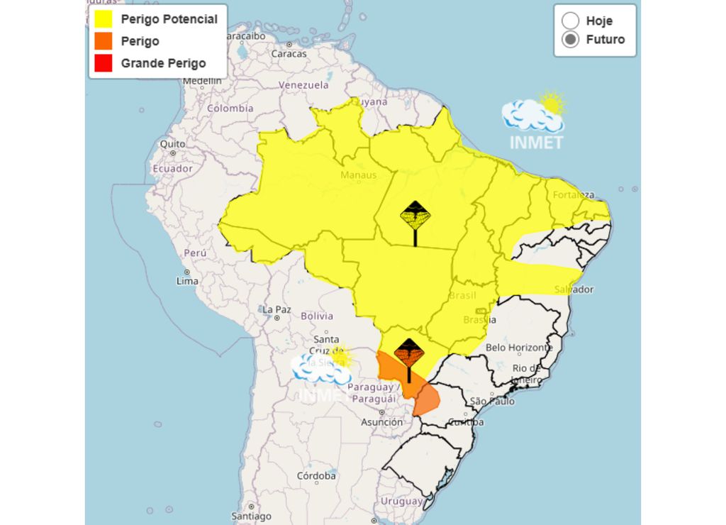 INMET emite alertas amarelo e laranja para 18 estados brasileiros. INMET emite alertas amarelo e laranja para 18 estados brasileiros.