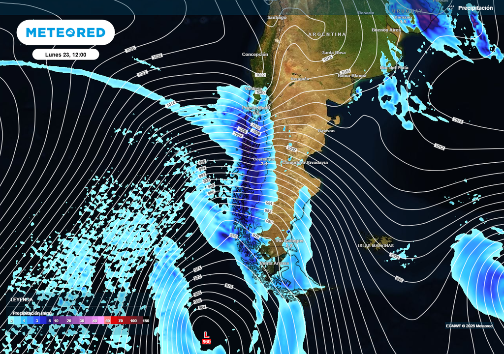 Las lluvias del inicio de esta semana se concentrarán en 3 regiones de Chile centro-sur.