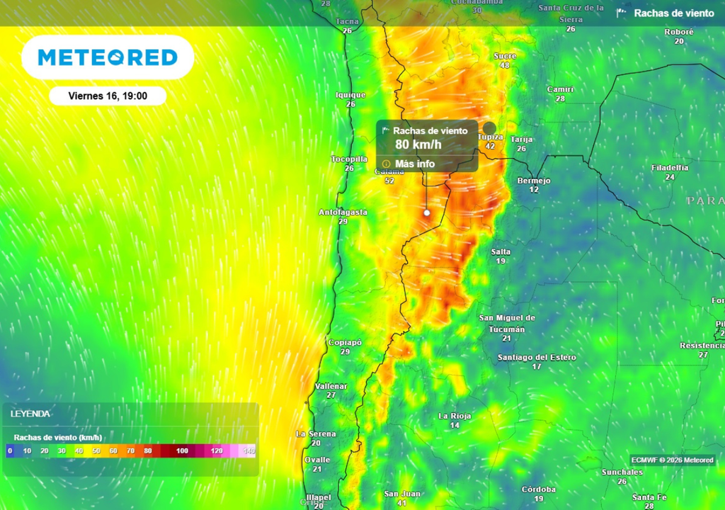 rachas de viento En la cordillera de Antofagasta y en el litoral nortino se prevé un incremento del viento.