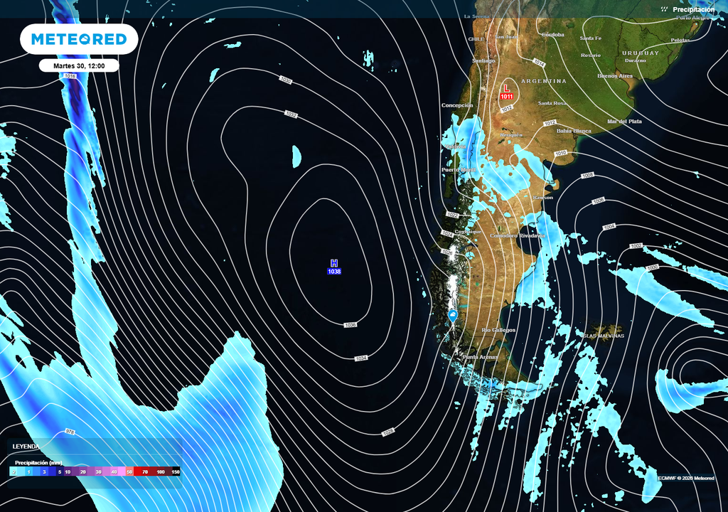 Una gran alta presión se encargará de empujar la lluvia hacia sectores del sur.