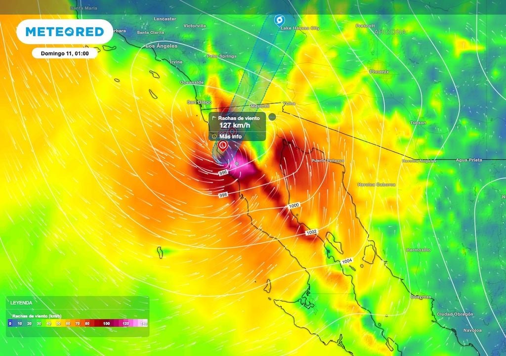 El sistema generará rachas de 90 a 110 km/h en la franja costera de Baja California. El sistema generará rachas de 90 a 110 km/h en la franja costera de Baja California.