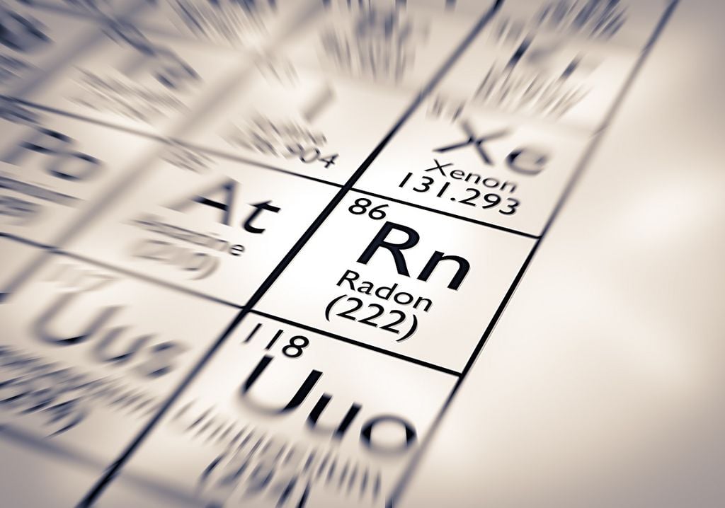 Tabla periódica mostrando el elemento radón