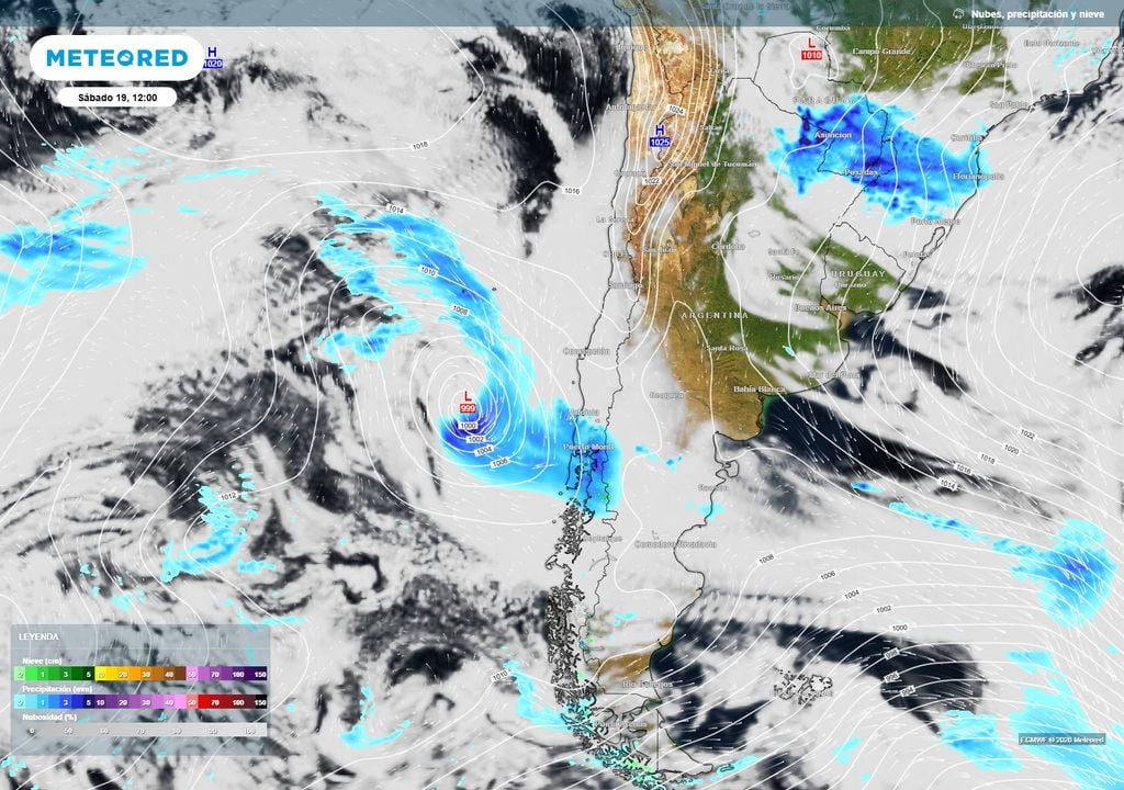 Sistema frontal llega al sur y comienza a avanzar hacia la zona central.