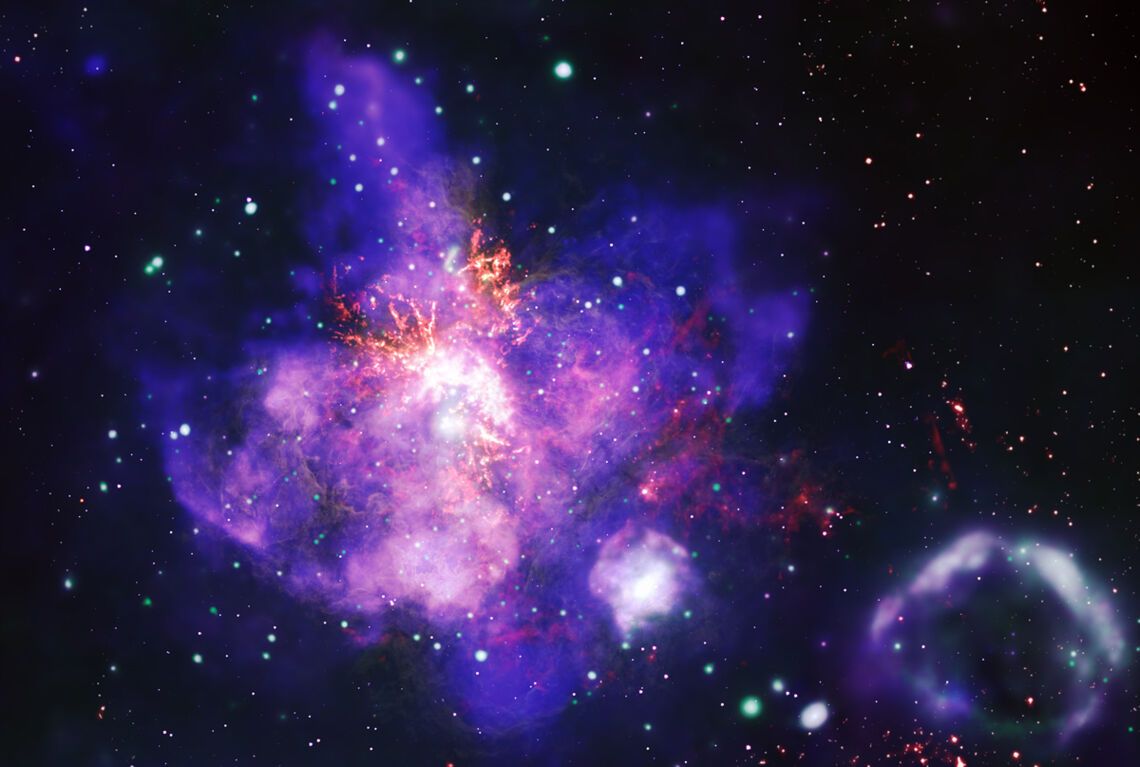 Créditos: X-ray: NASA/CXC/Penn State Univ./L. Townsley et al.; Infrared: NASA/JPL-CalTech/SST; Optical: NASA/STScI/HST; Radio: ESO/NAOJ/NRAO/ALMA; Image Processing: NASA/CXC/SAO/J. Schmidt, N. Wolk, K. Arcand