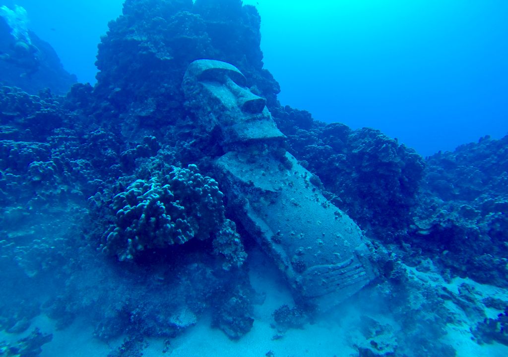 Moai sumergido de Isla de Pascua.
