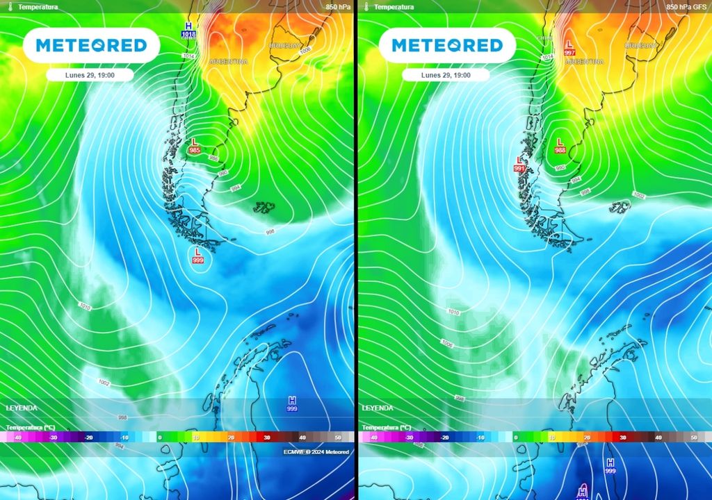 Comparación entre el pronóstico de los modelos del ECMWF y GSF para los últimos días de abril Comparación entre el pronóstico de los modelos del ECMWF y GSF para los últimos días de abril