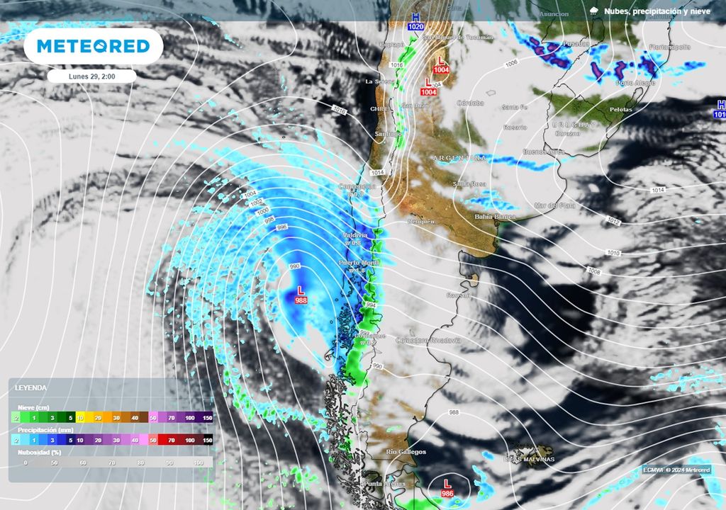 sistema frontal que se formará sobre el océano el domingo sistema frontal que se formará sobre el océano el domingo