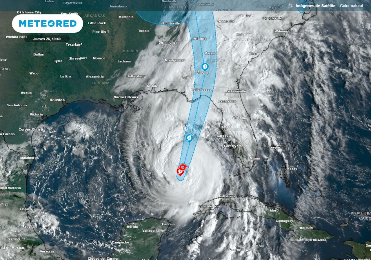 El huracán Helene es actualmente un huracán categoría 2. Se prevé alcance la categoría 3 en esta tarde de jueves 26 de septiembre.
