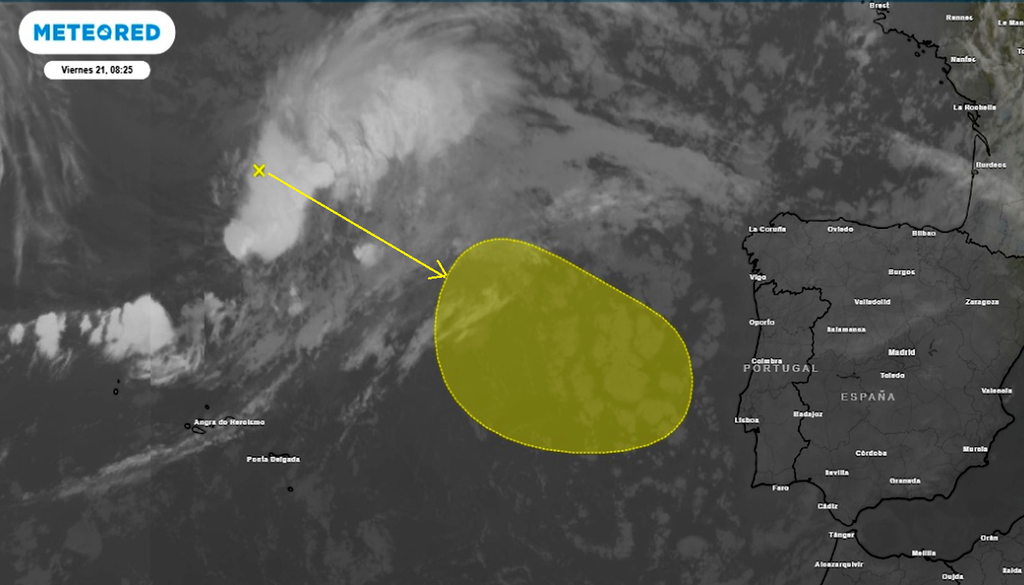 Borrasca no tropical vigilada por el CNH a fecha de 21 de agosto de 2026 . Tiempo.com