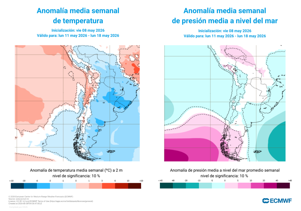 El aire frío subirá por la costa chilena hacia la zona central. En el sur, el frío será mucho más intenso, dejando jornadas sin lluvias y bajas temperaturas. Una alta presión intensa reforzará el tiempo otoñal sobre Chile.