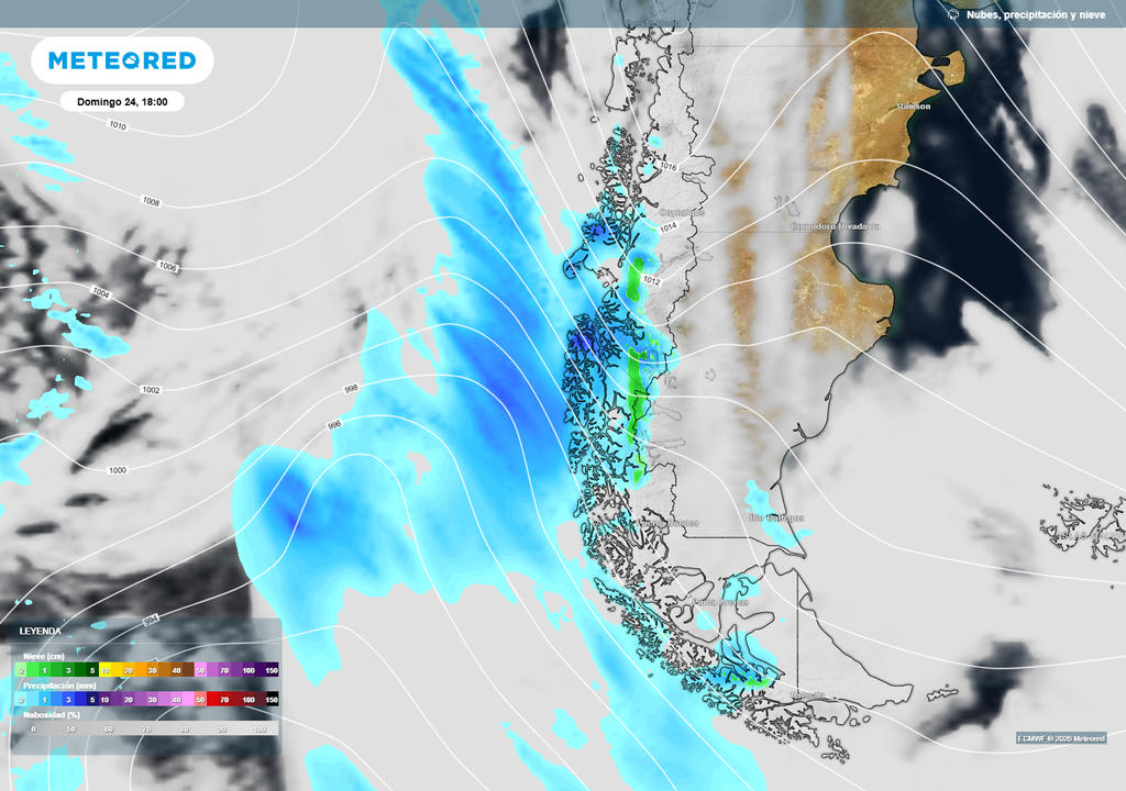 lluvia prevista El sistema frontal dejará lluvia y nieve en sectores de Magallanes y de la Región de Aysén, en su aproximación al continente, durante el día domingo 24 de mayo.