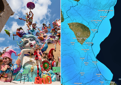 Recta final de las Fallas: la lluvia podr&iacute;a visitar Val&egrave;ncia entre los d&iacute;as 18 y 19