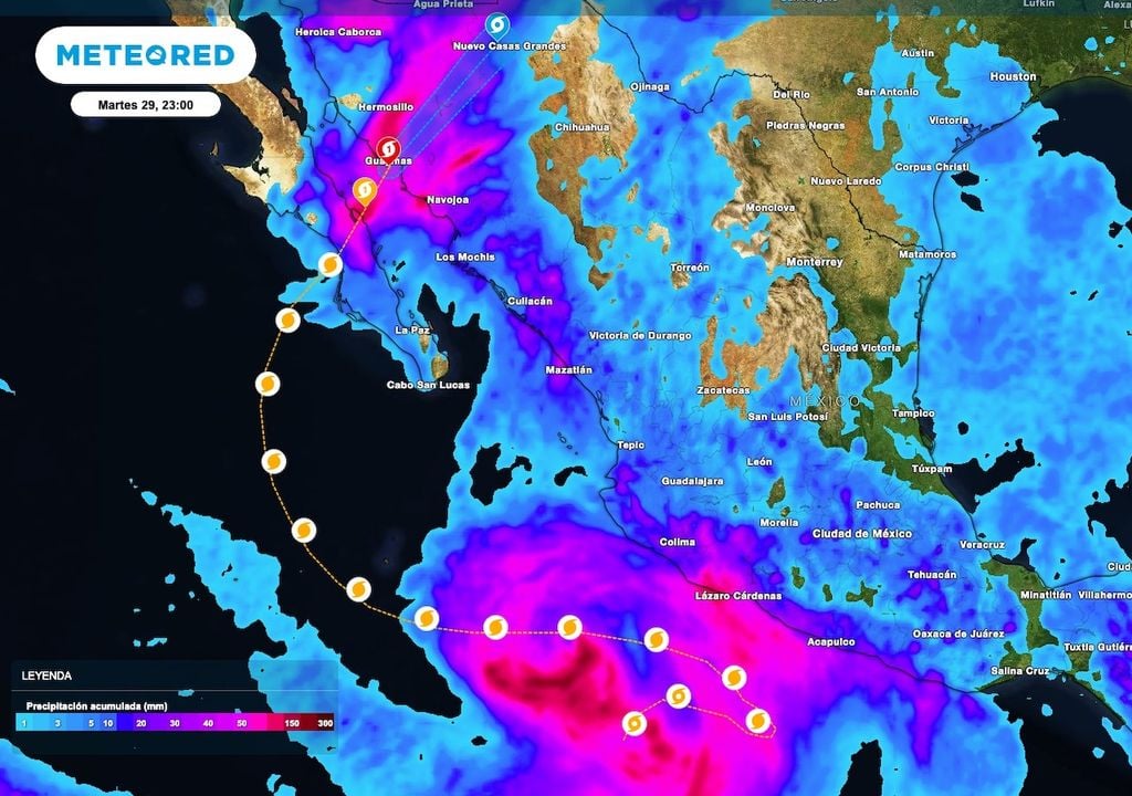 En su recorrido el ciclón tropical Polo dejo acumulados de lluvia de más 300 mm, siendo más relevantes en el Noroeste de México.