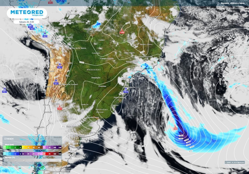 frente fria no Sudeste