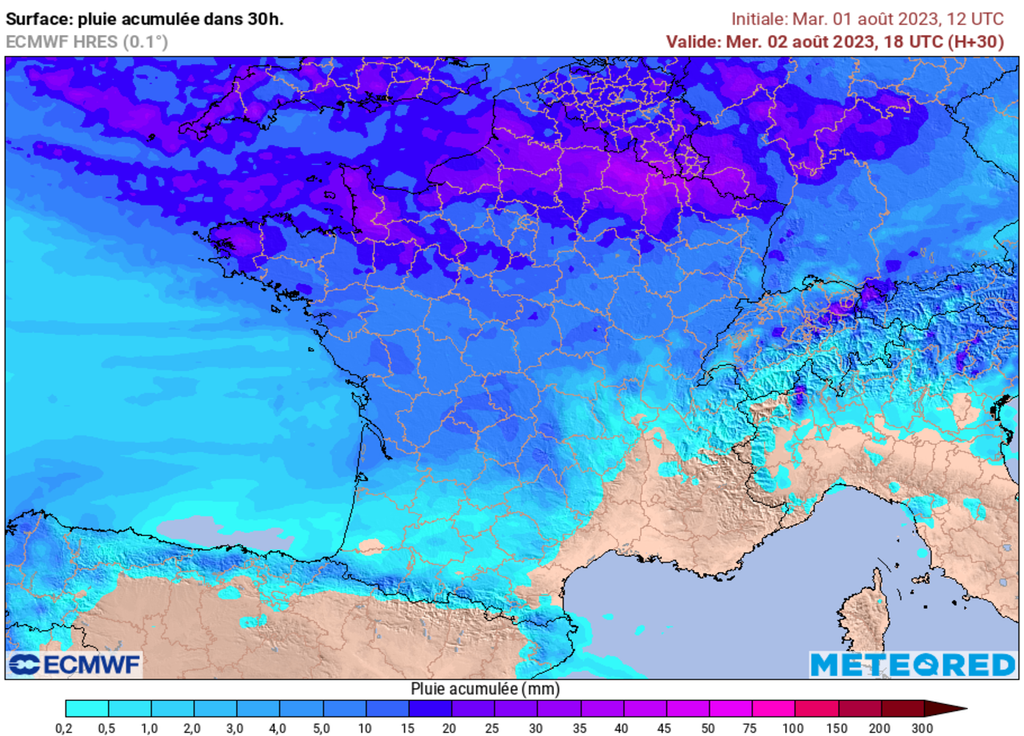Des cumuls de pluie parfois importants sont à prévoir tout au long de ce mercredi sur les régions les plus au nord.
