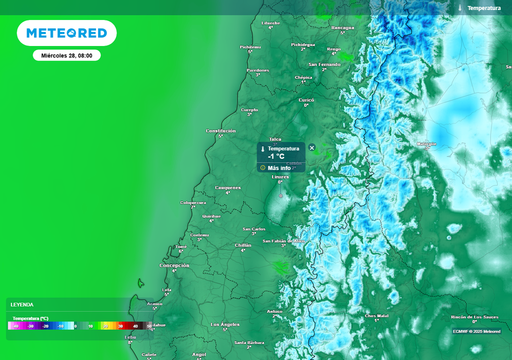 Helada, Maule, Ñuble, Meteored Chile