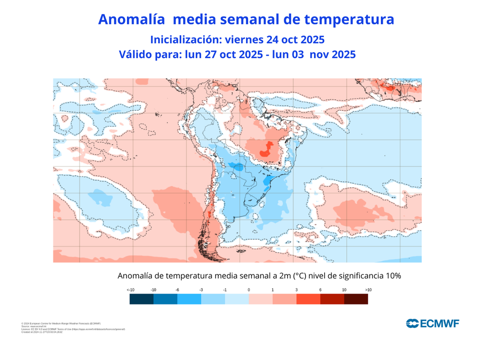 Anomalía semanal de temperatura Anomalía semanal de temperatura