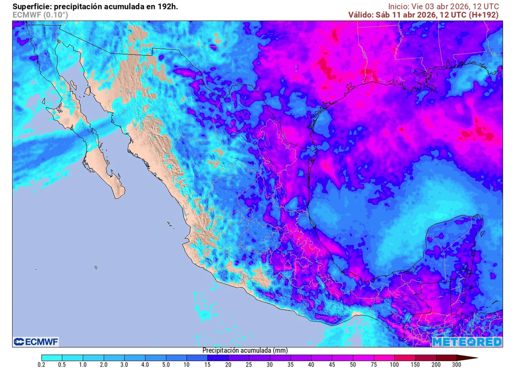 Lluvias fuertes y benéficas este sábado 4 y domingo 5 de abril superando 50 mm en el Norte, Centro y Oriente, resultando benéficas; granizadas y nevadas son probables.