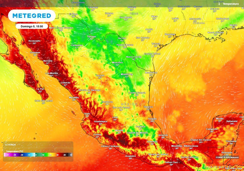 Ambiente fresco a frío de 5-15 °C en el Norte y Noreste este fin de semana, refrescándose en el Centro; el calor continuaría en el Pacífico y Sureste con más de 38 °C.