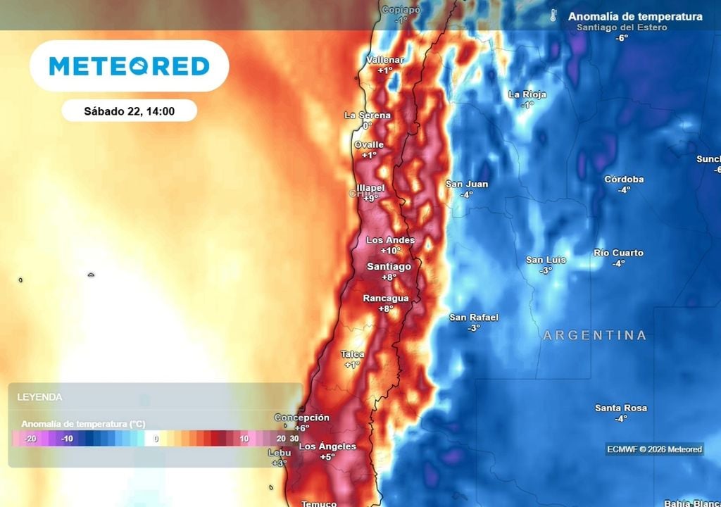 Anomalías de temperaturas El mayor alza térmica llegará este fin de semana a Santiago: temperaturas superarían los promedios históricos.