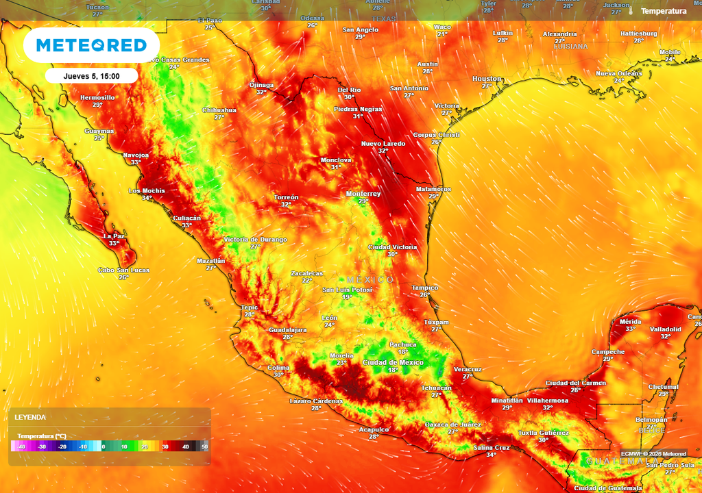 La intensidad del calor disminuirá esta semana, especialmente en las regiones con lluvias, resaltando montañas y estados del Altiplano.