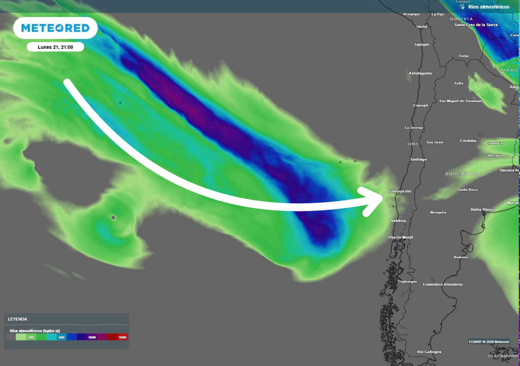 río atmosférico previsto Un río atmosférico es esperado durante la próxima semana. Incrementará las lluvias de dos sistemas frontales que cruzarán por el país.