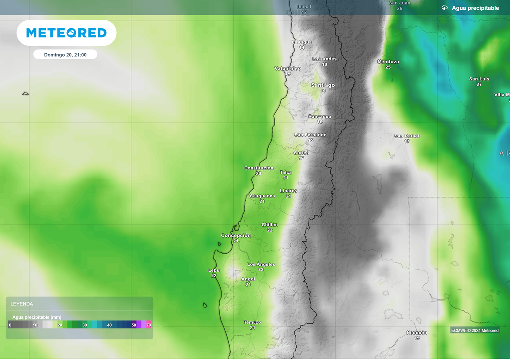 mapa de agua precipitable.