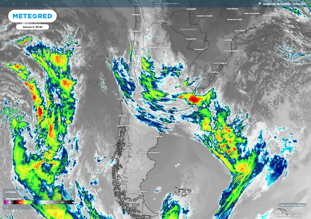 Se generalizan las lluvias en el centro de Argentina desde este jueves.