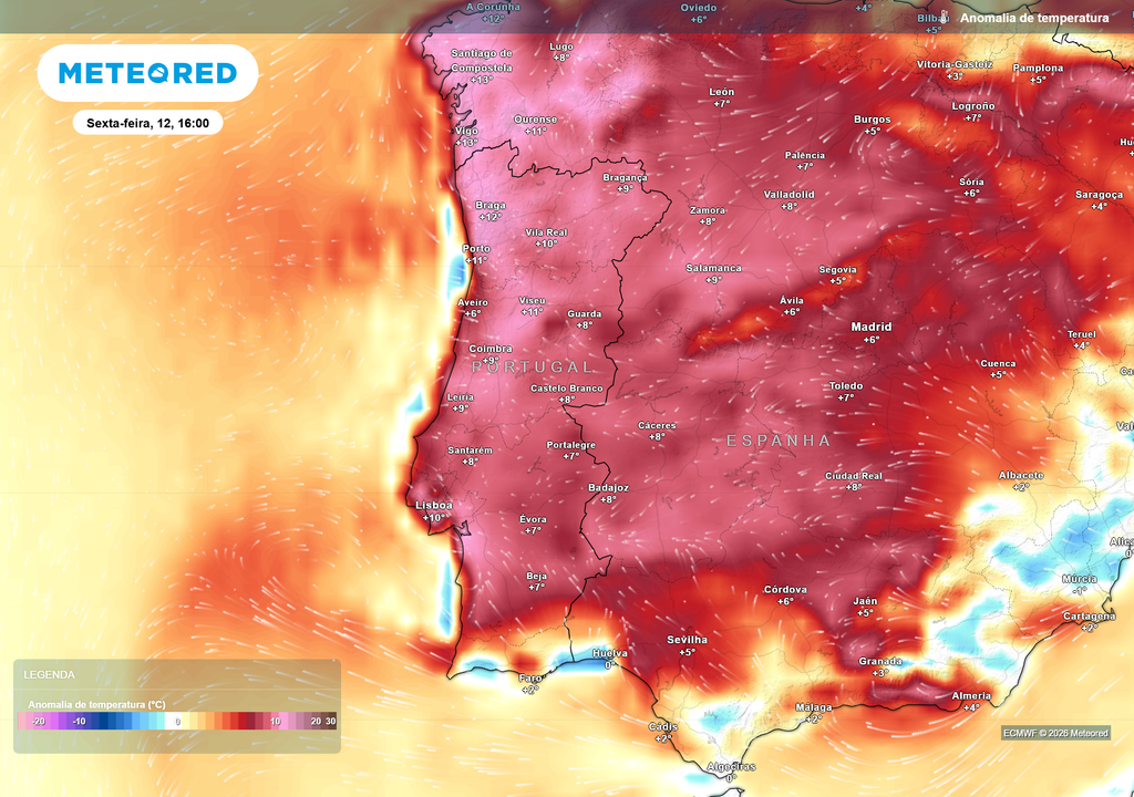 Temperaturas poderão ficar até 10 ºC acima da média em algumas regiões Os modelos meteorológicos apontam para um episódio de calor significativamente acima dos valores habituais para a época.