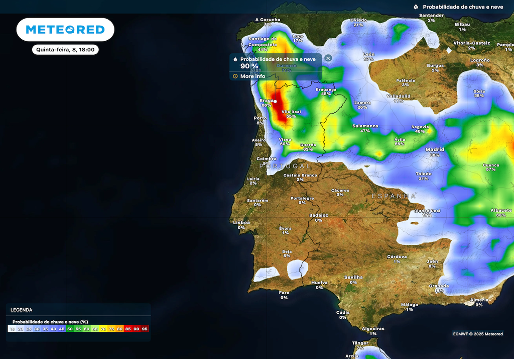Precipitação região Norte a partir de quinta-feira Precipitação região Norte a partir de quinta-feira