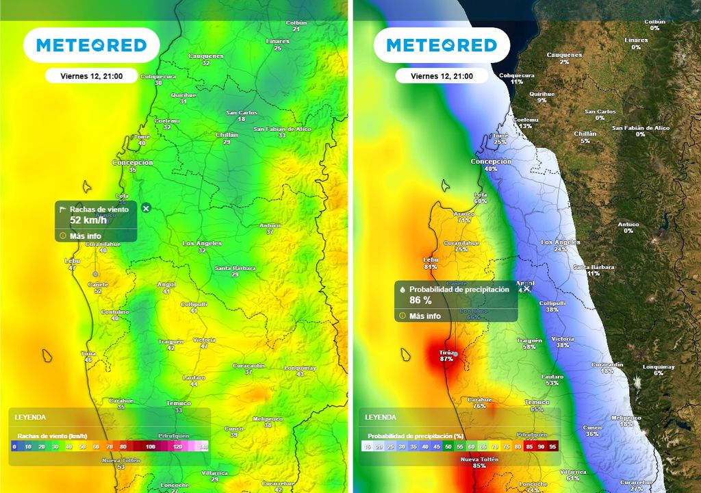 Fin de semana con lluvias en la Región de Biobío, Meteored, Chile