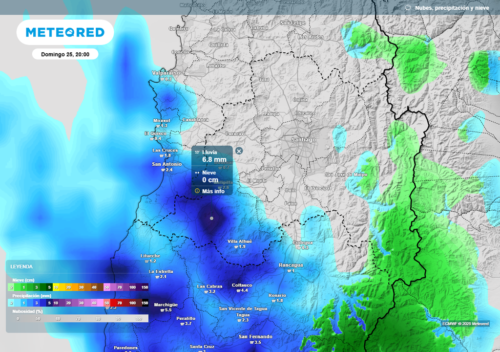Lluvias en Santiago de Chile, Meteored Lluvias en Santiago de Chile, Meteored