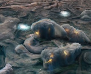 Relámpagos superficiales y nubes de hongo revelan amoniaco en Júpiter