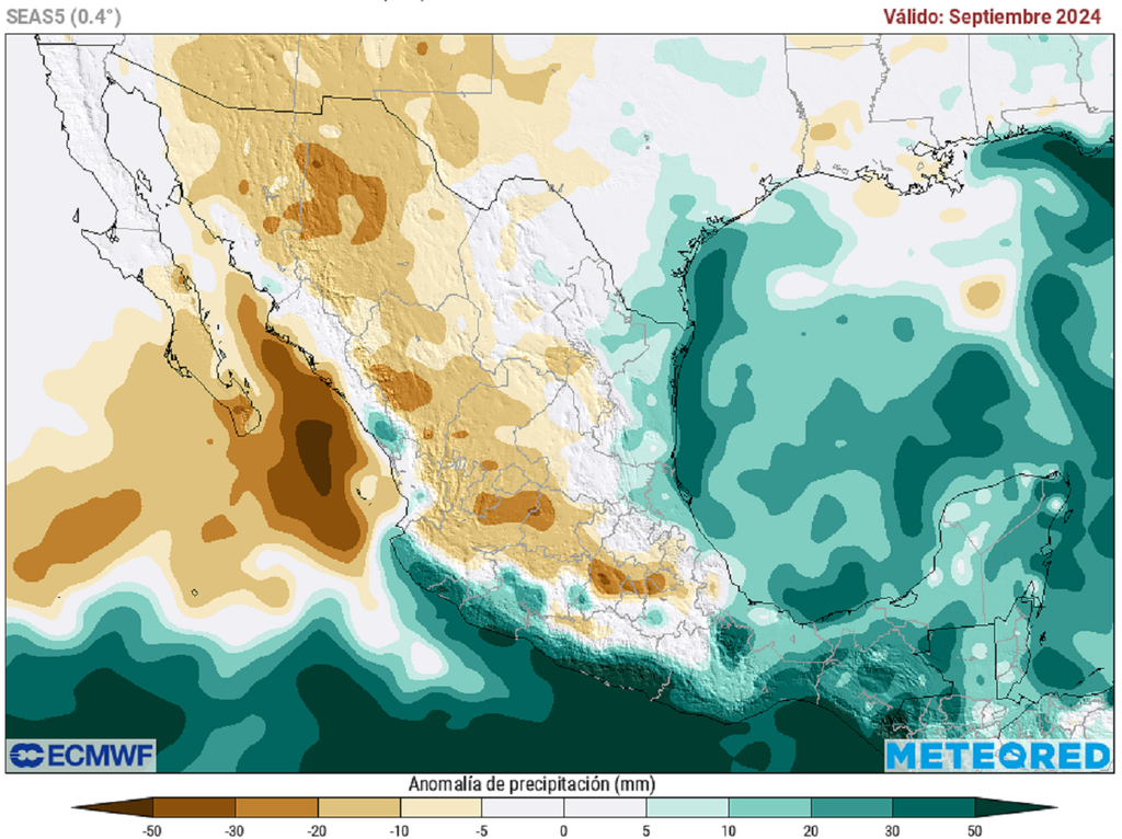 Anomalía de precipitaciones en septiembre
