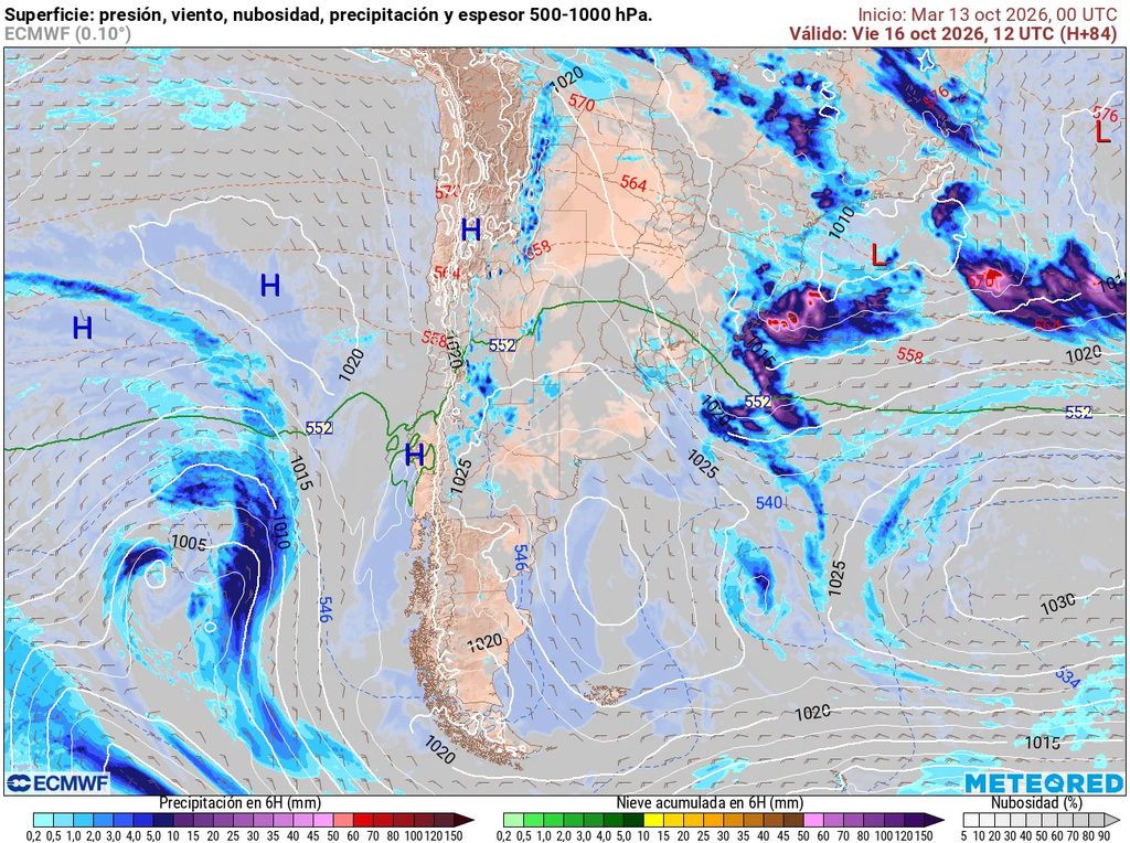 El anticiclón predominará sobre Chile central pero desde el océano se aproxima un sistema frontal que romperá con la estabilidad el fin de semana.