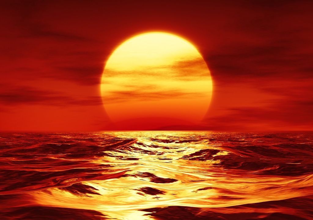 Vista del sol en el mar