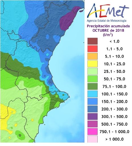 Resumen Climático De Octubre De 2018 En La Comunidad Valenciana: Frío Y Muy Húmedo Resumen Climático De Octubre De 2018 En La Comunidad Valenciana: Frío Y Muy Húmedo