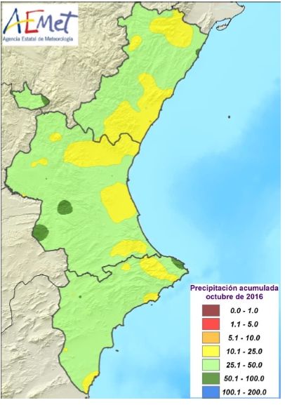 Resumen Climático Del Mes De Octubre 2016 En La Comunidad Valenciana: Seco Y Muy Cálido