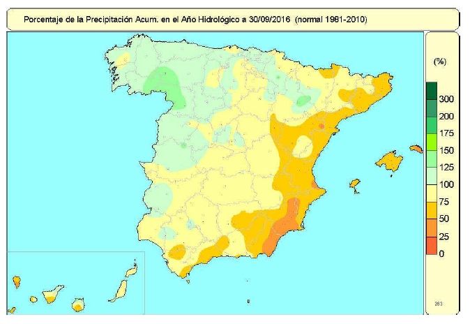 Resumen De La Evolución De Las Precipitaciones En España En El Año Hidrológico 2015-2016