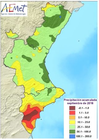 Resumen del mes de septiembre 2016 en la Comunidad Valenciana