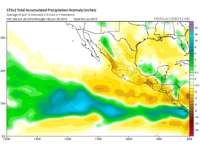 Modelo CFSv2 Anomalía de precipitaciones Modelo CFSv2 Anomalía de precipitaciones