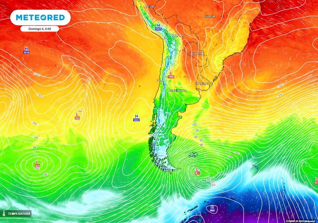 Mapa de temperaturas previstas