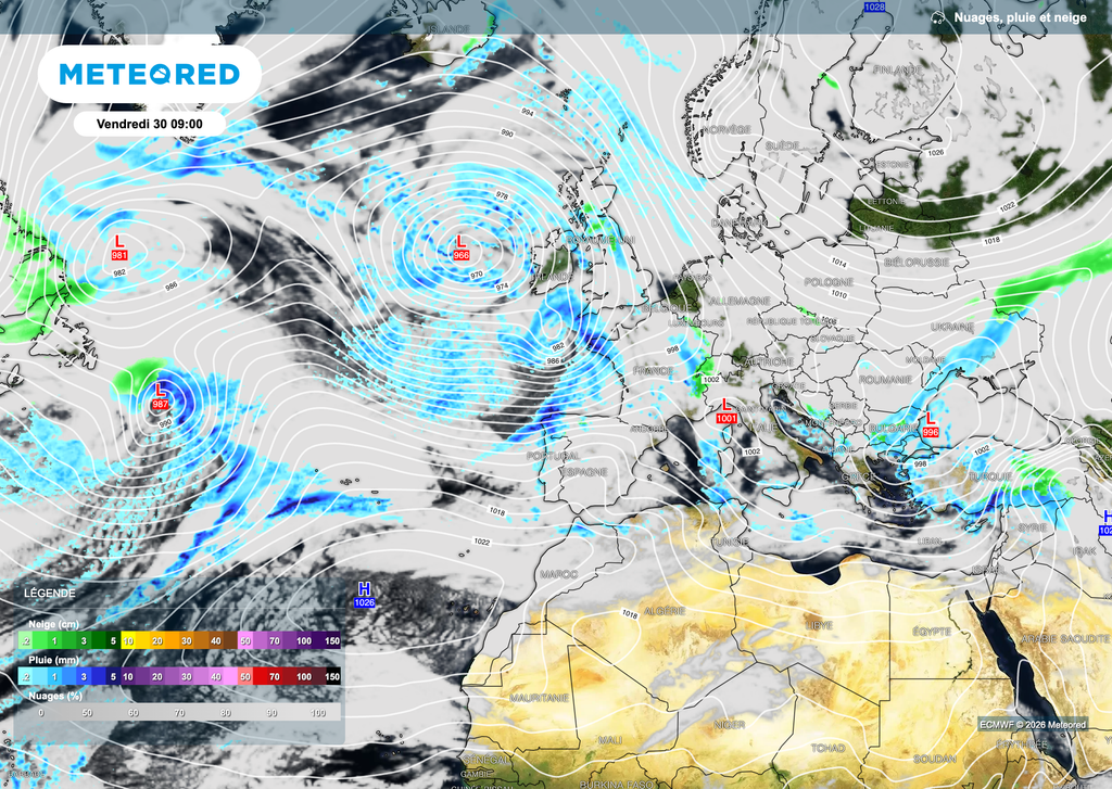 Toujours ce flux océanique dominant au moins jusqu'en fin de semaine sur la France. Toujours ce flux océanique dominant au moins jusqu'en fin de semaine sur la France.